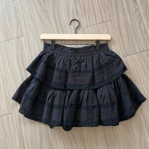 NWOT LoveShackFancy Black Ruffle Mini Heritage Skirt (Size S)
